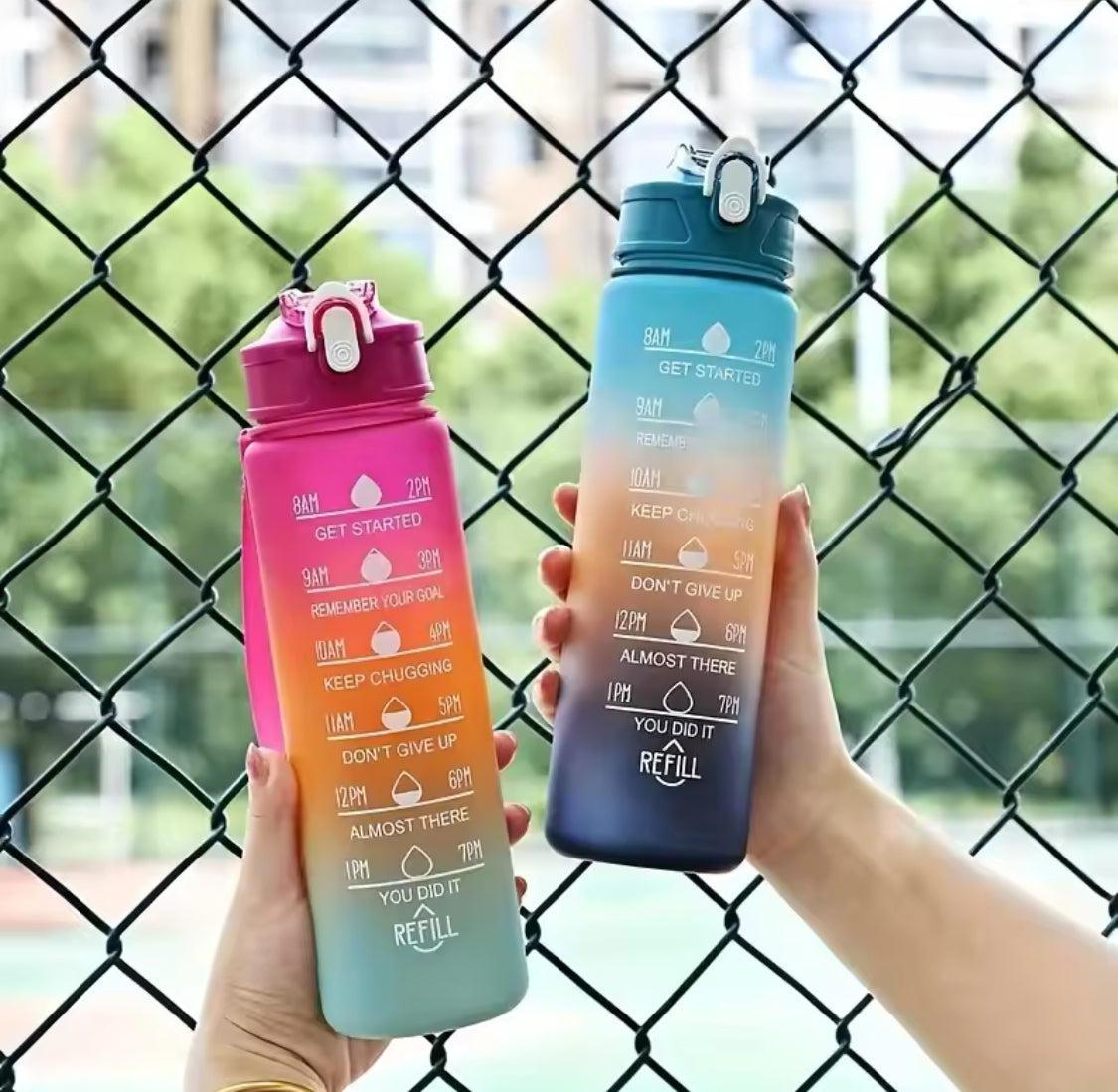 Gradient Colour Sports Water Bottle, Leakproof Travel Water Bottle, Time Marker Perfect for Outdoor Hiking Gym Water Bottle Gradient Colour Sports Water Bottle, Leakproof Travel Water Bottle, Time Marker Perfect for Outdoor Hiking Gym Water Bottle